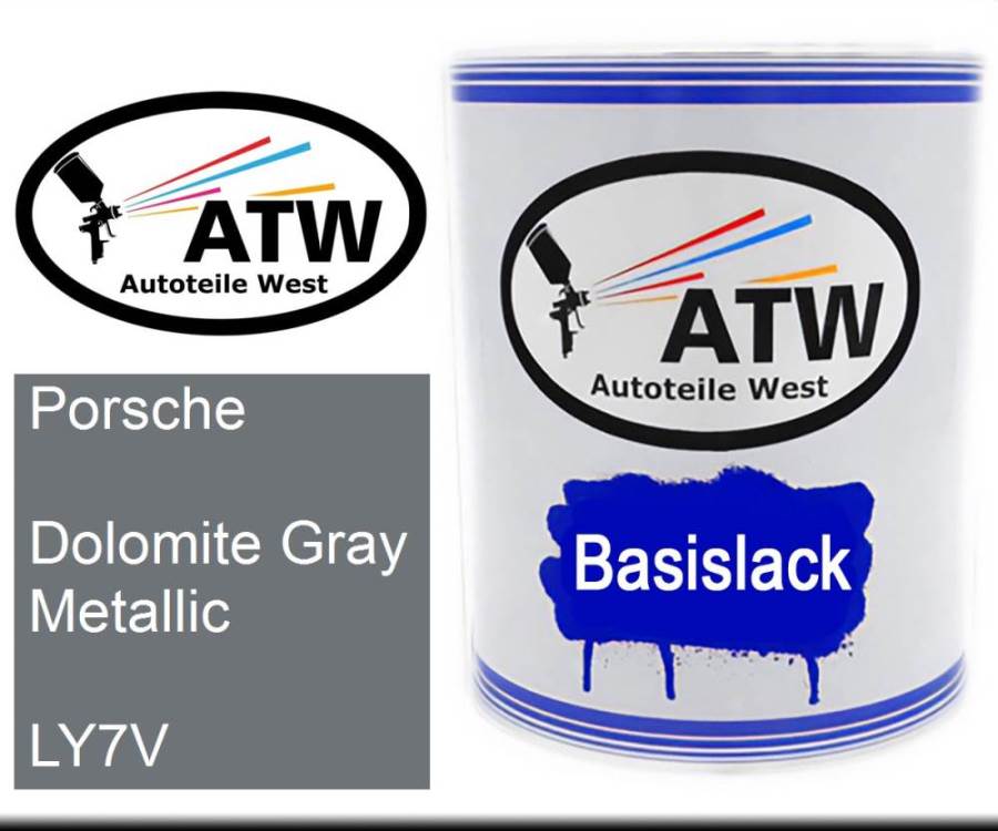 Porsche, Dolomite Gray Metallic, LY7V: 1L Lackdose, von ATW Autoteile West.